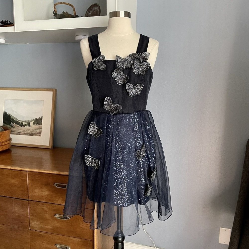 Sretsis Butterfly Sequins Dress Whimsical Fairy Gothic Blue
